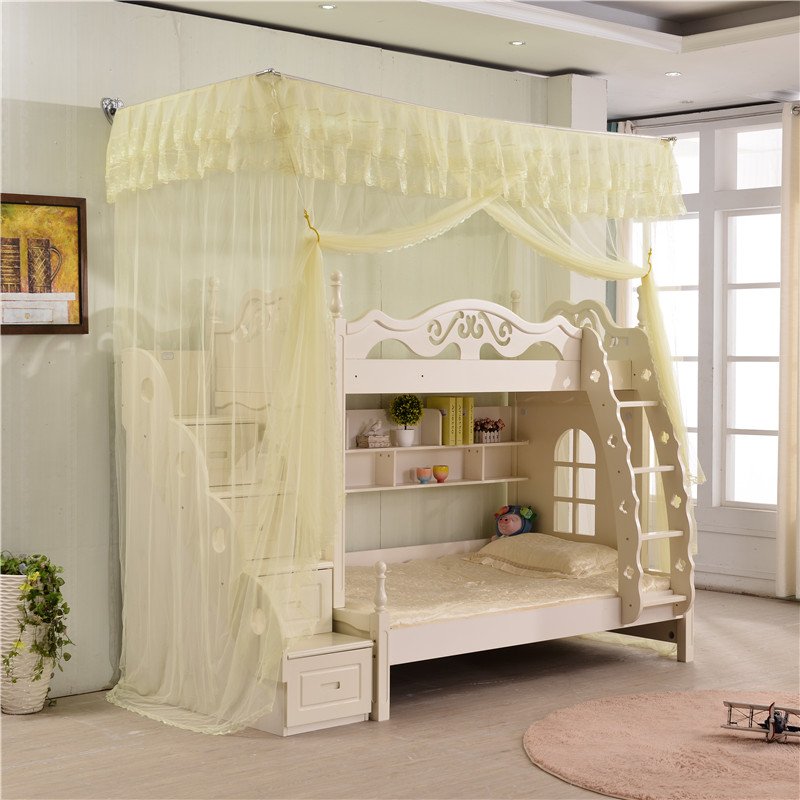 钉墙双层床高低子母床蚊帐儿童上下铺 连体一体加高落地伸缩蚊i.