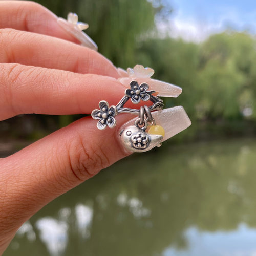 新中式纯银戒指手工原创制作复古泰银做旧风异域风情首饰开口