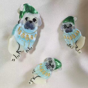 巴哥周边发夹小众品牌哈巴狗pug刘海发卡鸭嘴夹鲨鱼抓夹萌宠发饰