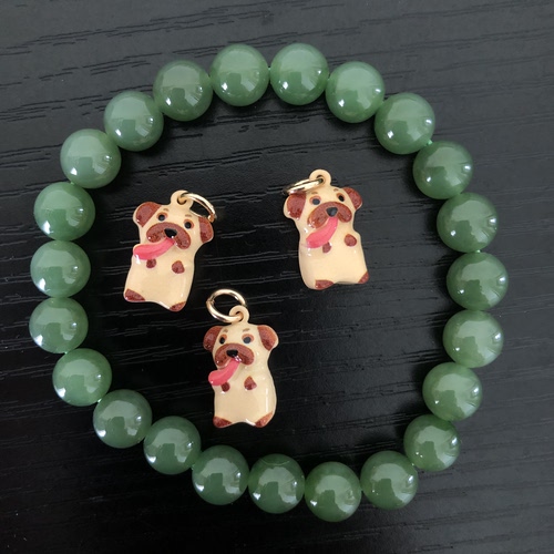 巴哥周边转运珠Charme手链DIY串珠吊坠pug巴哥犬珐琅首饰配饰