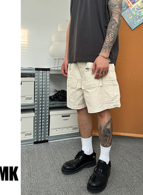 TNMK夏季做旧五分破坏工装短裤潮牌美式多口袋宽松直筒休闲裤男女