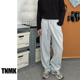 TNMK秋冬松弛感潮牌浅灰色卫裤 通勤长裤 420G加厚加绒直筒裤 休闲裤