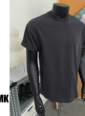 TNMK夏季基础短袖New vintage美式320G重磅洗水磨破做旧宽松T恤男