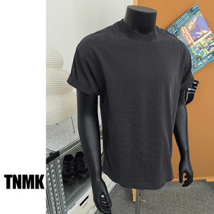 TNMK夏季 New vintage美式 320G重磅洗水磨破做旧宽松T恤男 基础短袖