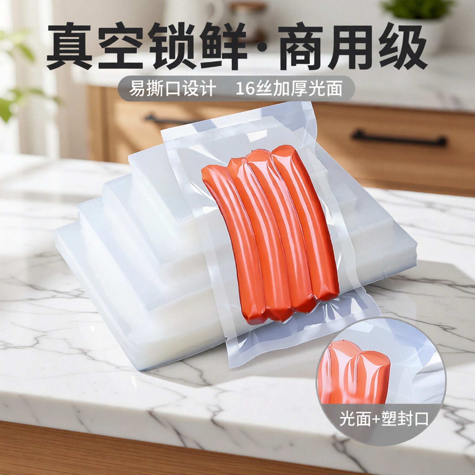 食品真空包装袋光面商用抽真空袋透明塑封袋子压缩口袋小批量定制