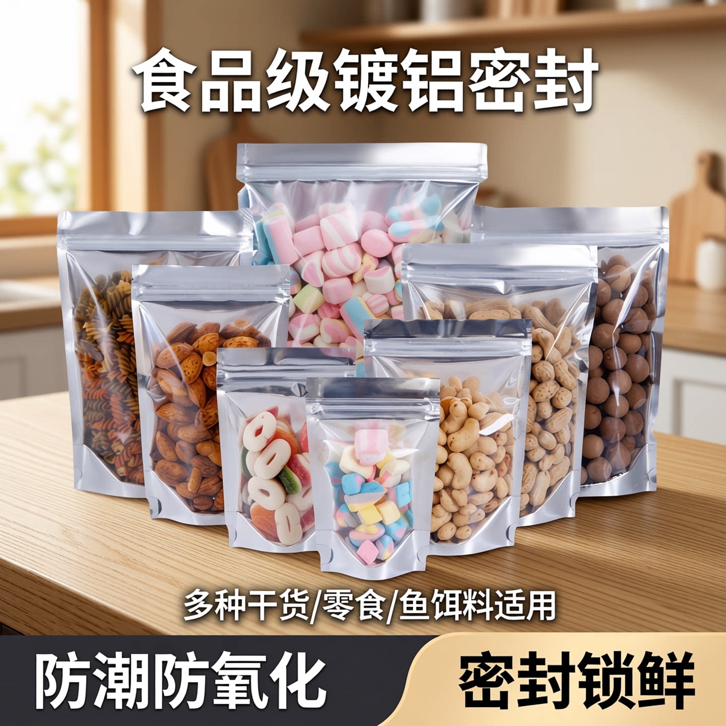 铝箔袋阴阳自立袋半透明自封袋干货包装袋鱼饵料镀铝密封袋封口袋