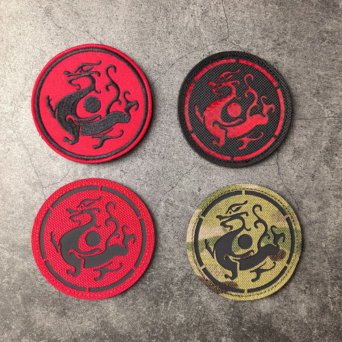 龙图腾汉龙旗圆形魔术贴章臂章