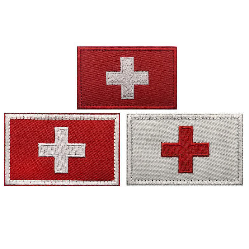 红十字瑞士国旗刺绣魔术贴章世界国旗收藏臂章布贴背包贴章