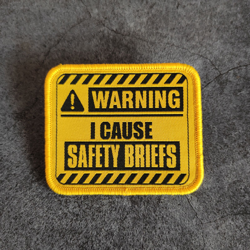 WARNING安全警告织唛魔术贴章英文警示语臂章个性缝纫标贴背包贴