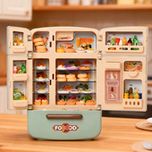 迷你仿真大冰箱女孩厨房食物模型微缩食玩益智过家家玩具六一礼物