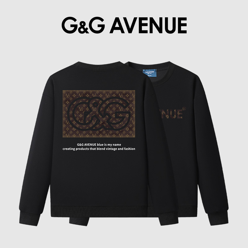 thumbnail for G&G AVENUE light luxury trendy brand autumn crew neck sweatshirt men's 25 new back printed top long-sleeved base shirt