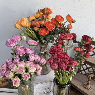 桔色系仿真花婚庆花花排装饰假花门头秋色门窗橱窗装饰假花婚礼堂