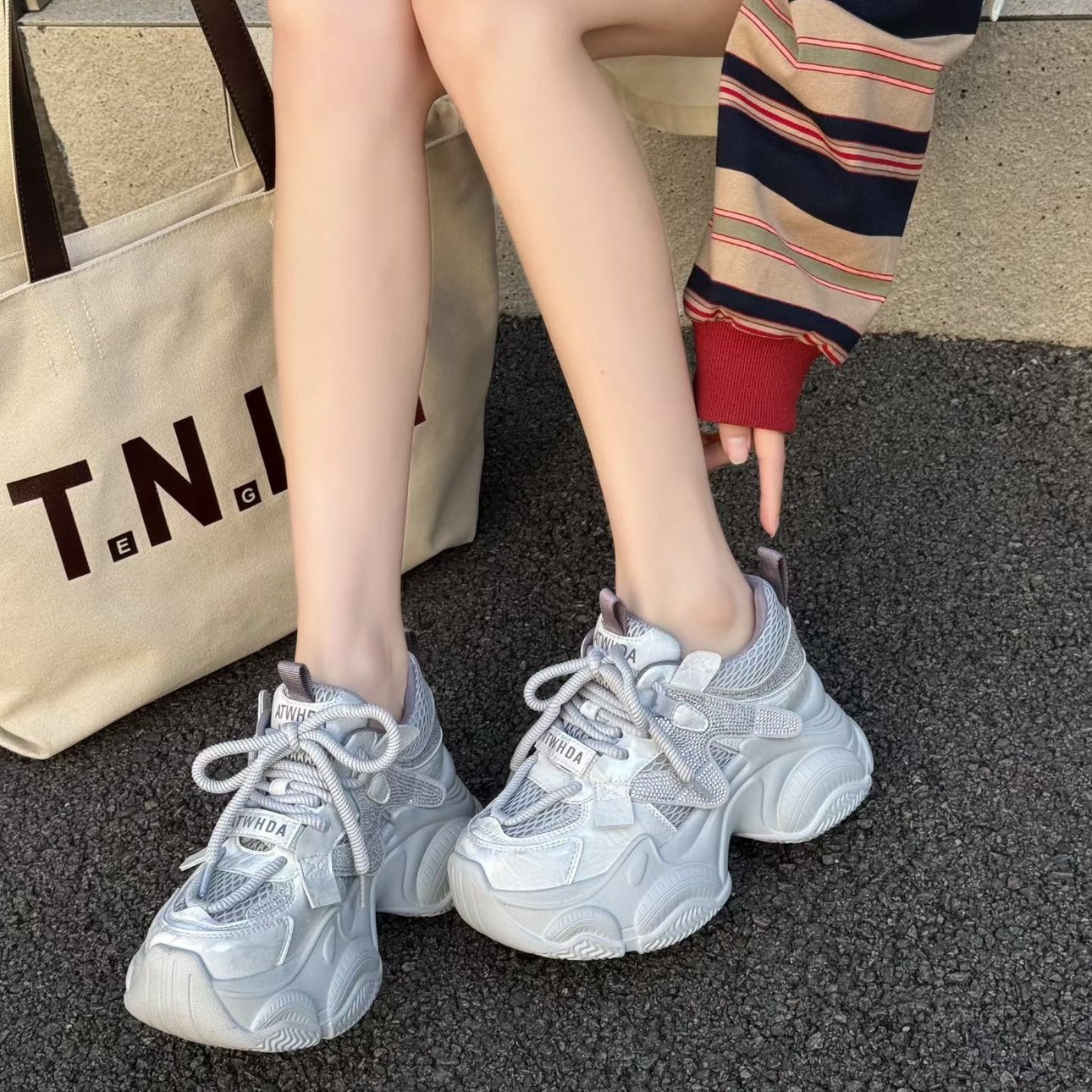 松糕厚底老爹鞋女2026新款夏季透气网面鞋百搭防滑软底休闲运动鞋,女鞋,时尚休闲鞋,淘宝优惠券,粉丝福利购,淘宝优惠卷