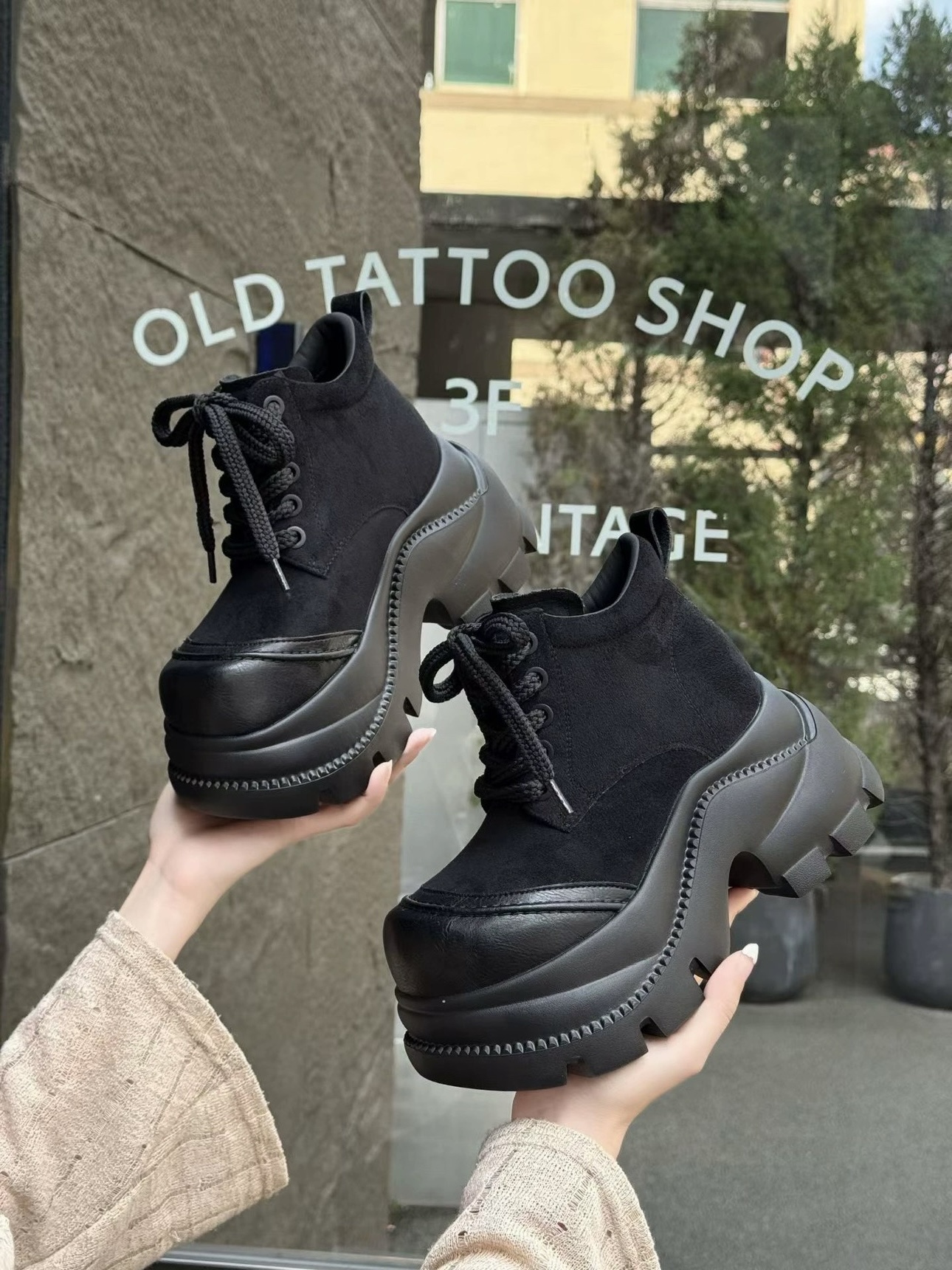 11CM厚底马丁靴女2025冬加绒英伦风复古短靴小个子内增高显瘦女鞋