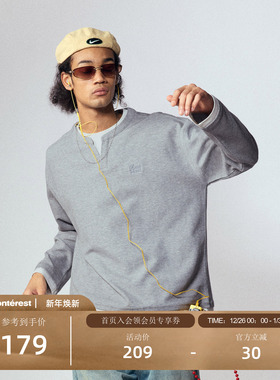 瞬时山野Monterest户外宽松撞色叠穿假两件v领设计长袖T恤内搭