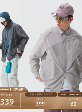 瞬时山野Monterest户外防泼水翻领四合扣轻薄凉感宽松长袖衬衫男