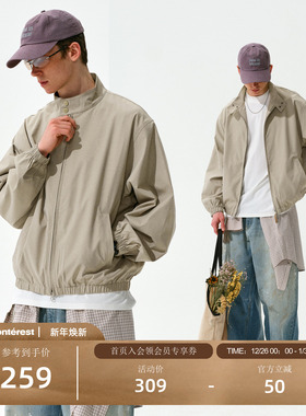 NOTHOMME Teflon三防潮牌春复古纯色立领哈灵顿夹克外套男款