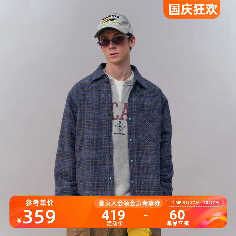 Monterest夹棉格子薄棉服衬衫