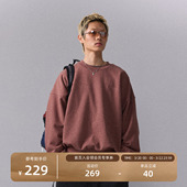 瞬时山野Monterest复古休闲宽松彩点加绒圆领套头卫衣基础款 内搭