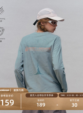 瞬时山野Monterest户外3A抗菌山脉印花休闲运动吸湿速干长袖T恤女