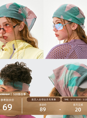 瞬时山野Monterest户外苎麻棉多造型叠带花纹图案GD风格头戴方巾