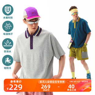 T恤宽松针织polo衫 NOTHOMME重磅250g户外水盾科技撞色短袖 男
