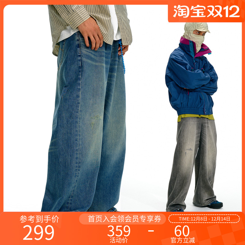 NOTHOMME户外复古水洗宽松牛仔裤