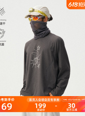 瞬时山野Monterest户外5A抗菌吸湿速干华夫格阳离子印花长袖T恤