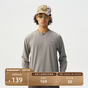 瞬时山野Monterest户外3A抗菌吸湿速干阳离子运动宽松Logo长袖T恤