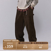 瞬时山野Monterest户外复古水洗粗坑条做旧灯芯绒宽松工装 休闲裤