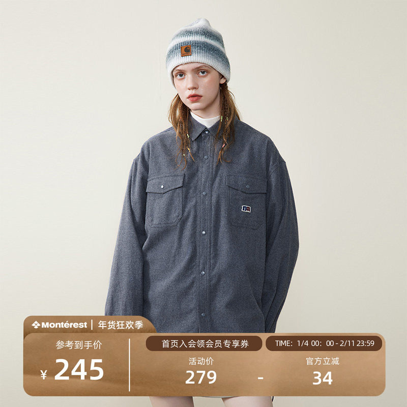 NOTHOMME 户外潮牌复古口袋长袖衬衣宽松简约网布磨毛衬衫男,男装,衬衫,淘宝优惠券,粉丝福利购,淘宝优惠卷