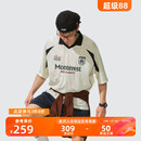 宽松圆领短袖 瞬时山野Monterest户外复古运动印花球衣polo衫 T恤男