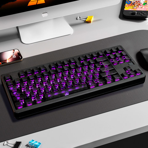 键客工场pc机械键盘键帽透明半透明客制化透光原厂高度磨砂黑武士