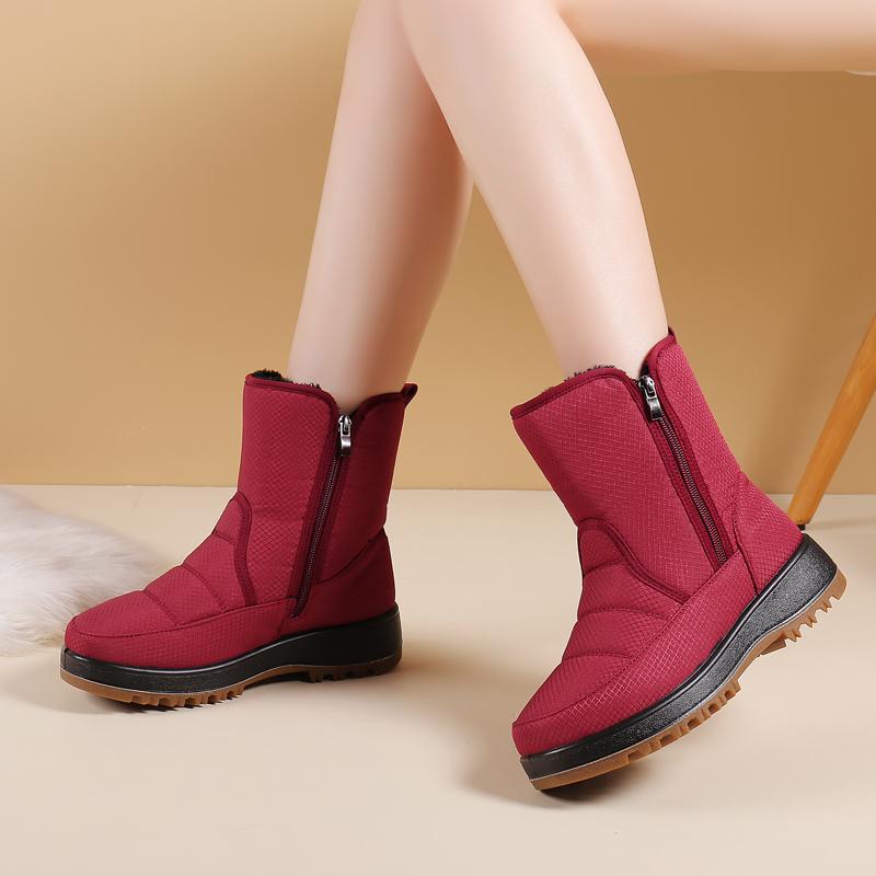 平底防滑加厚休闲中筒靴子冬季