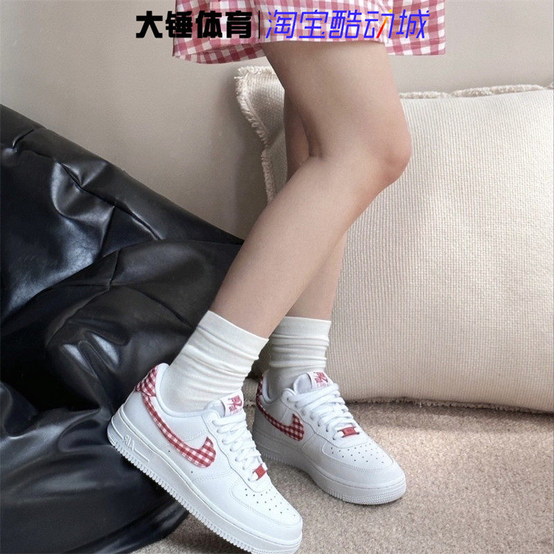 Nike/耐克 Air Force 1空军一号AF1糖果蓝红白格纹板鞋DZ2784-100
