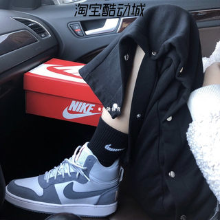 Nike耐克COURT BOROUGH 帆白白蓝女子中帮复古休闲板鞋844907-005