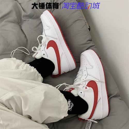 Nike/耐克Court Borough Low 2女子白红低帮运动板鞋BQ5448-103
