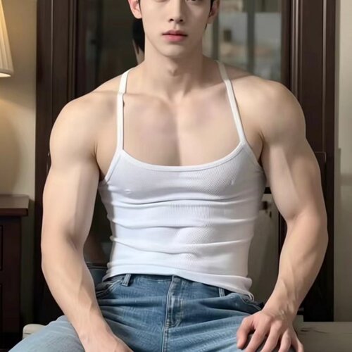 男生弹力修身性感吊带背心