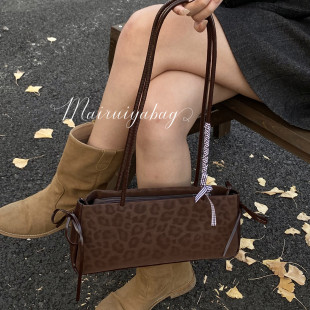 豹纹包包女大容量2025新款 秋冬休闲小众设计单肩腋下包上班通勤包