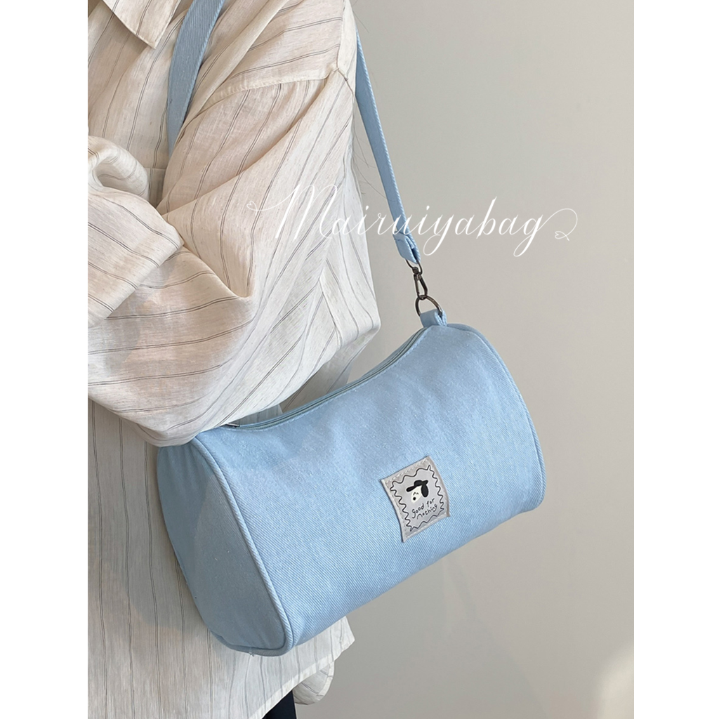 韩国牛仔布通勤斜挎包时尚水桶包