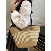 海边编织包女2025春夏新款 沙滩度假大容量托特包草编夏季 单肩包女