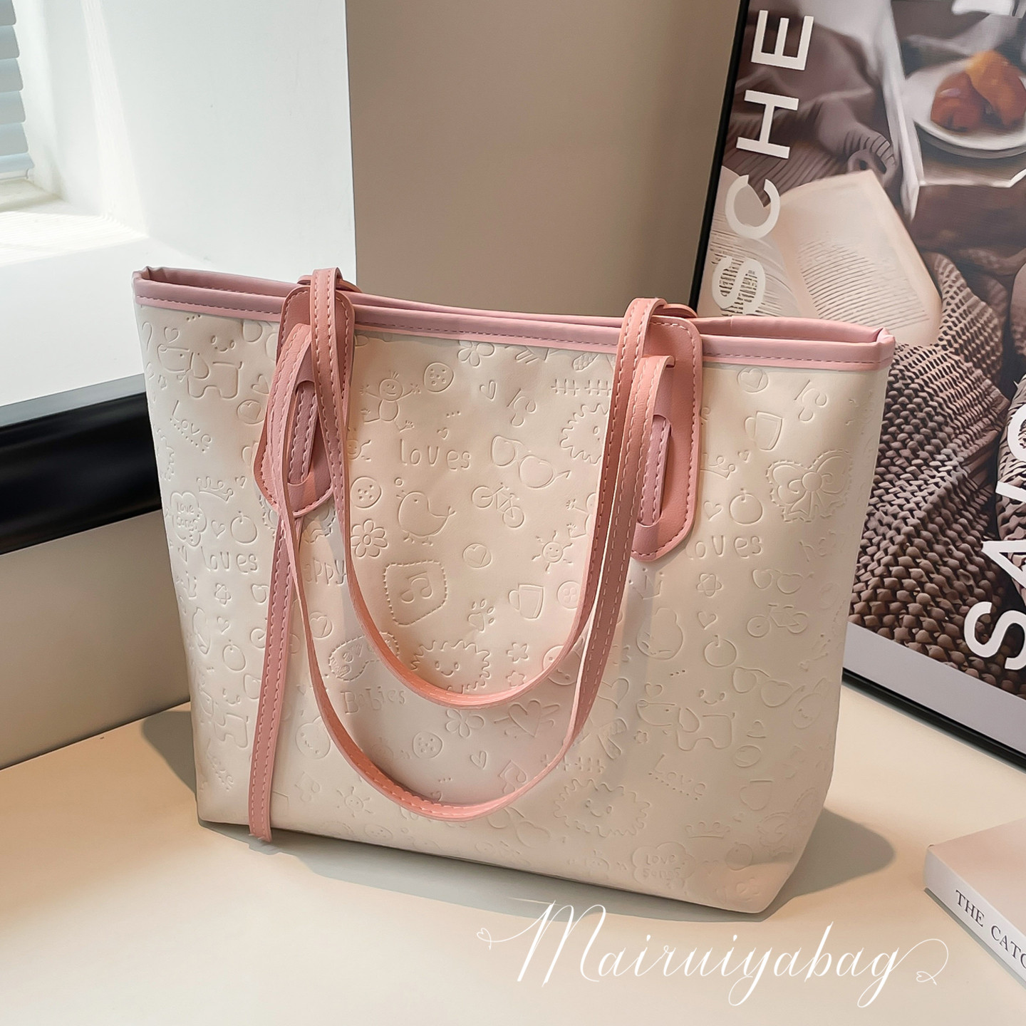 大学生上课单肩大容量通勤托特包