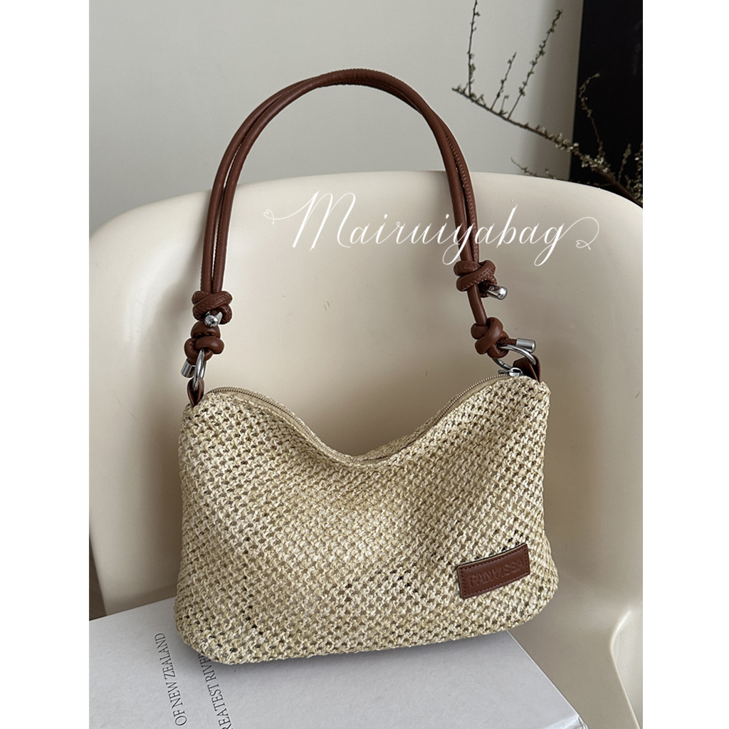 编织韩国文艺草编大容量托特包