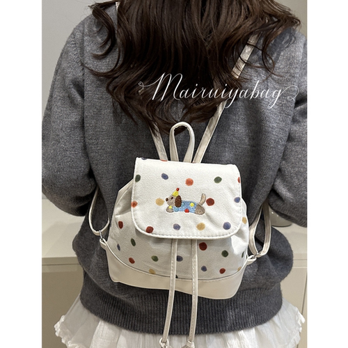 大容量大学生可爱波点小狗双肩包
