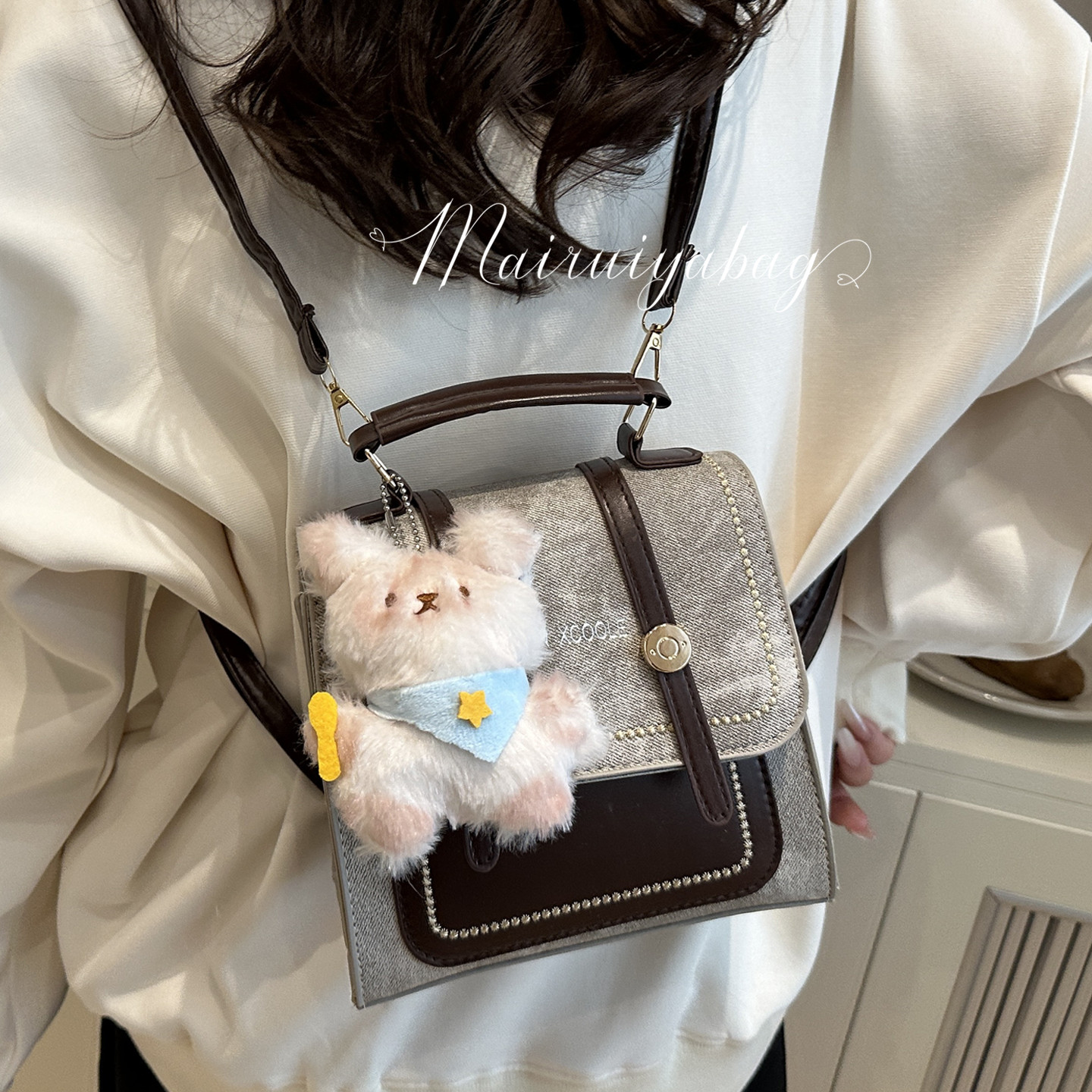 高级感小型牛仔一包三用双肩包女2025新款时尚斜挎短途旅行小背包