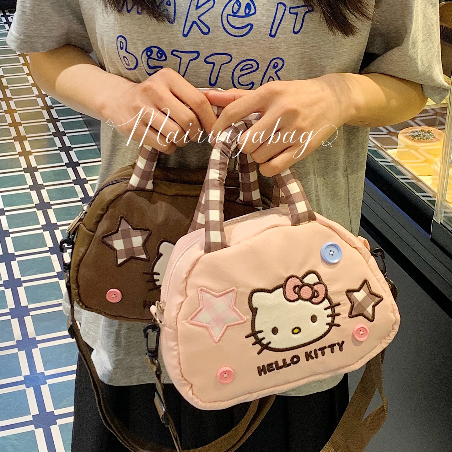 韩版卡通猫咪刺绣手提小包包女2026春季新款可爱单肩潮斜挎手机包