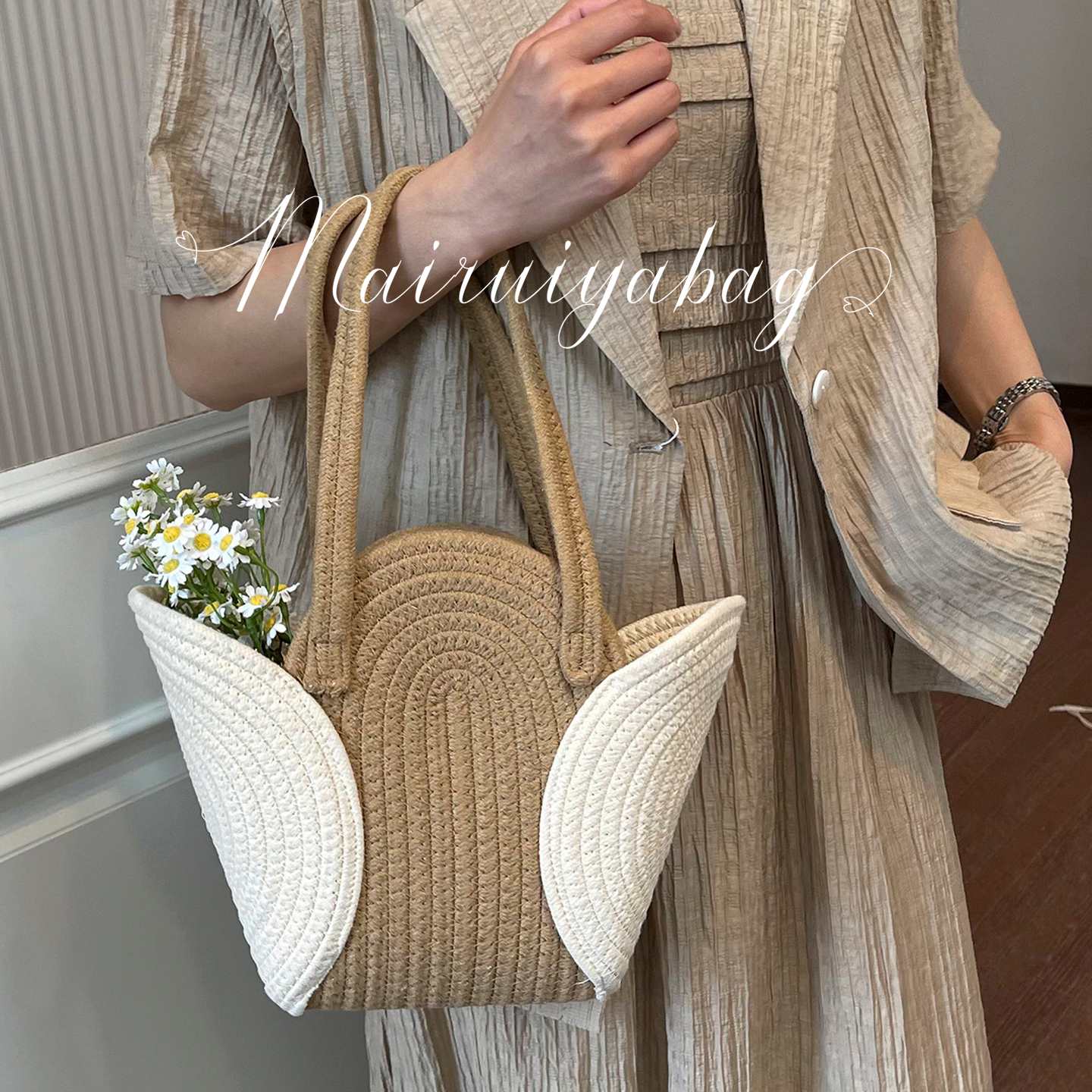 2026夏季新款质感女士草编沙滩包图片