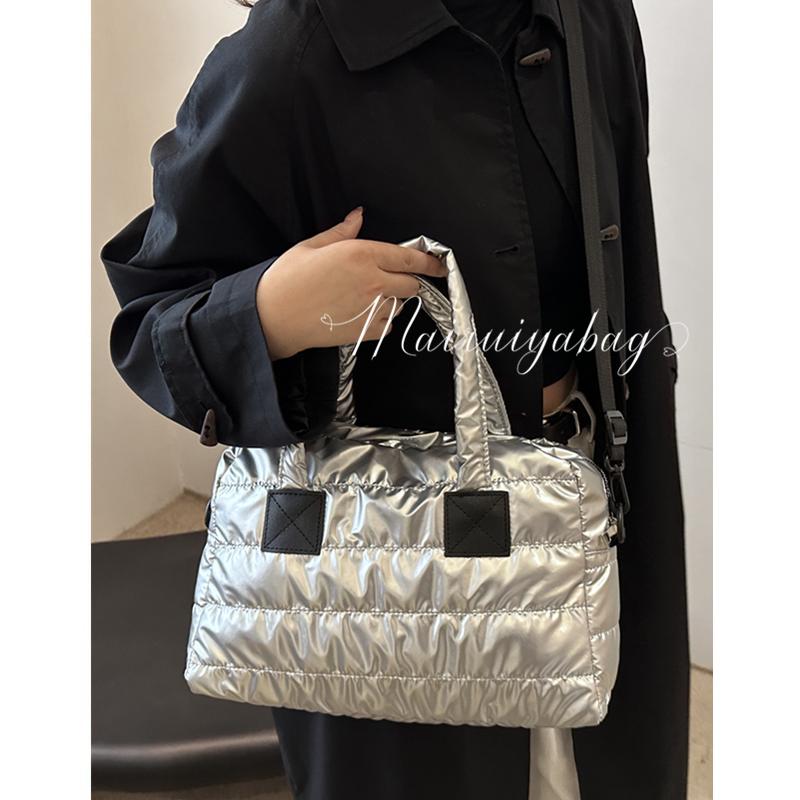 麦瑞雅大容量通勤纯色托特羽绒包