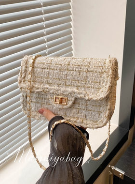 呢子小香风链条小方包包女2025新款潮高级感单肩腋下包洋气斜挎包