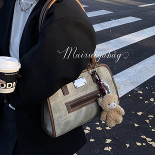 通勤复古麂皮绒包包女2025秋冬季新款单肩腋下包高级质感托特包